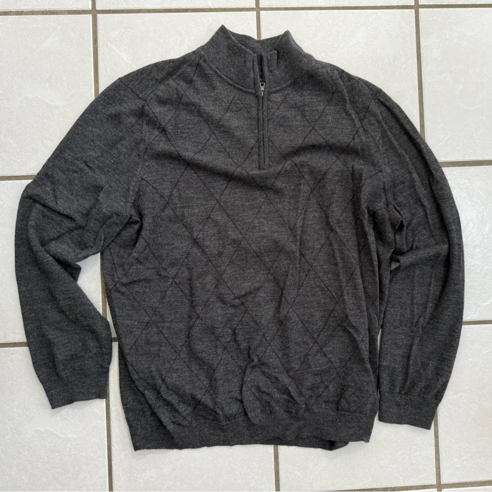Banana Republic Gray Merino Wool Quarter-Zip Sweater size XXL